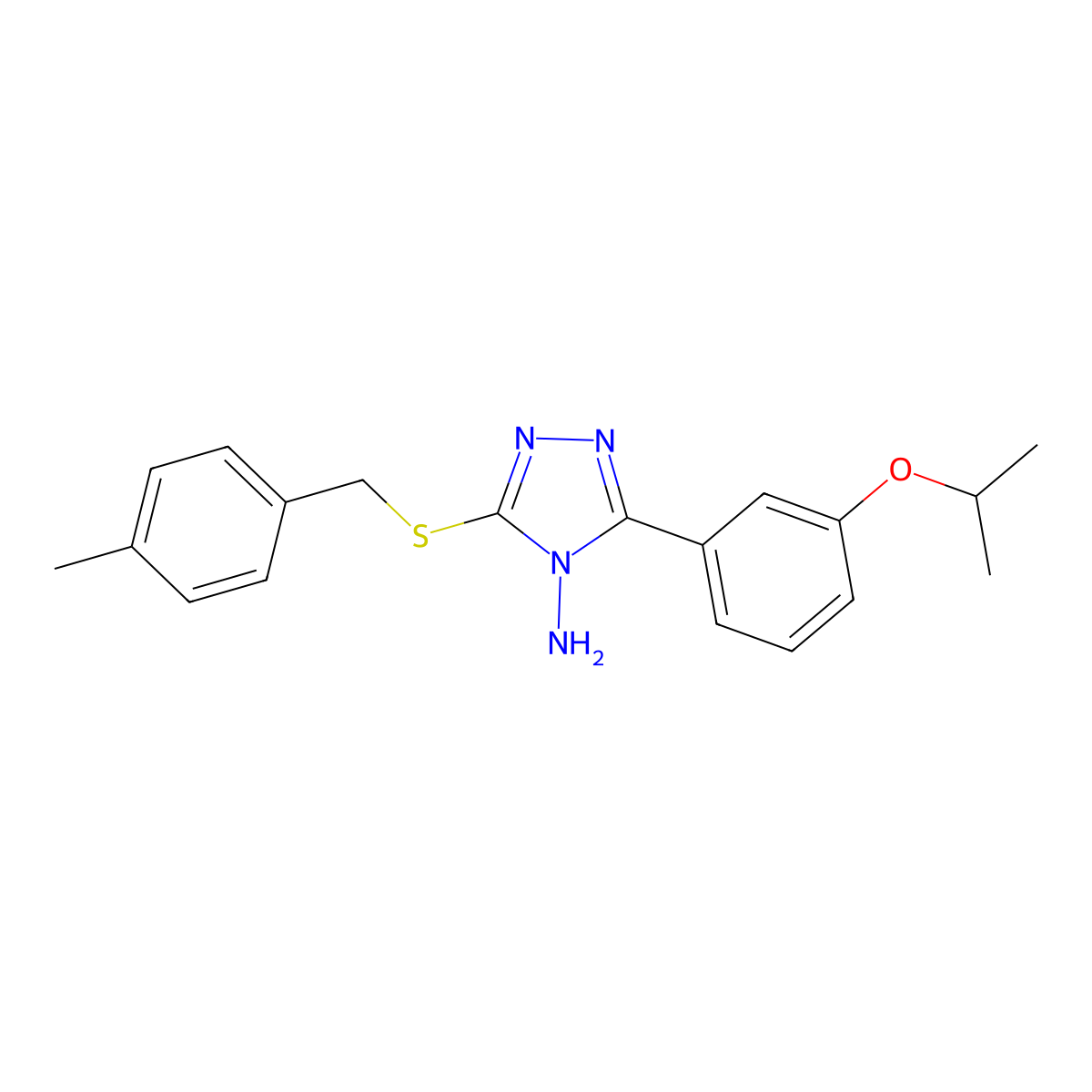 3-[(4-methylbenzyl)sulfanyl]-5-[3-(propan-2-yloxy)phenyl]-4H-1,2,4-triazol-4-amine molecular structure, CAS 573933-82-1