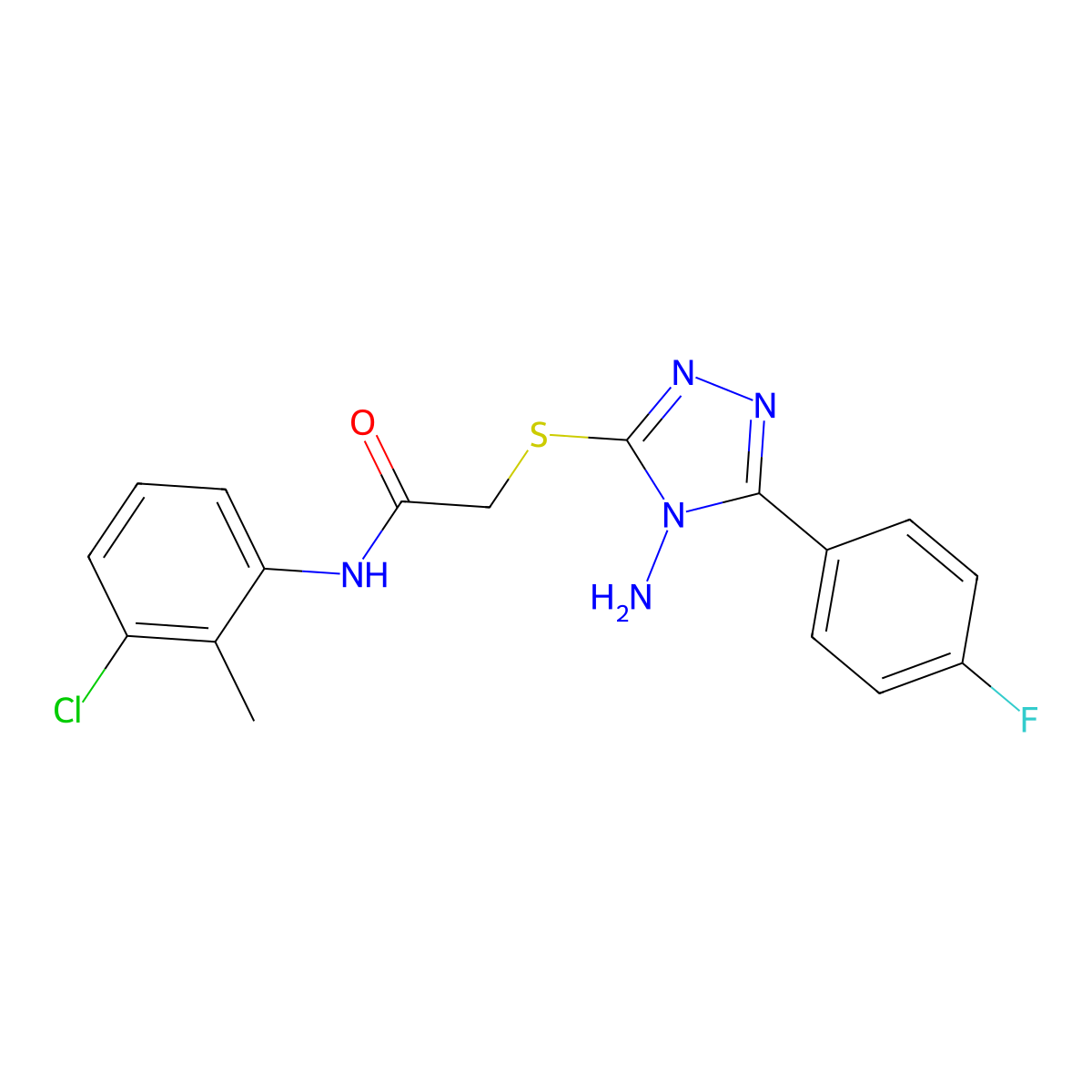 2-{[4-amino-5-(4-fluorophenyl)-4H-1,2,4-triazol-3-yl]sulfanyl}-N-(3-chloro-2-methylphenyl)acetamide molecular structure, CAS 573933-84-3