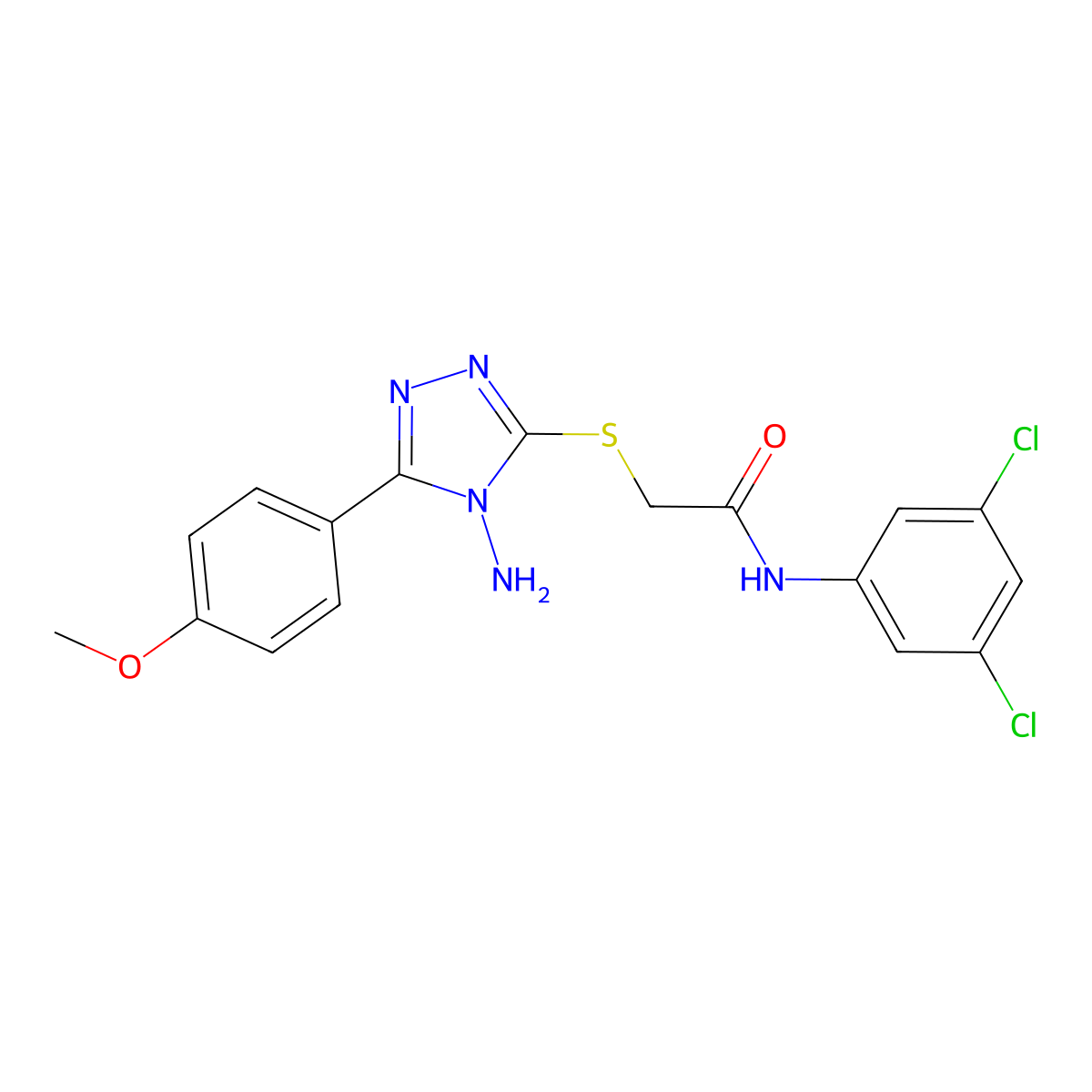 2-((4-amino-5-(4-methoxyphenyl)-4H-1,2,4-triazol-3-yl)thio)-N-(3,5-dichlorophenyl)acetamide molecular structure, CAS 573933-95-6