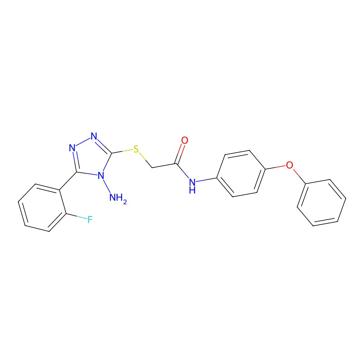 2-[4-amino-5-(2-fluorophenyl)(1,2,4-triazol-3-ylthio)]-N-(4-phenoxyphenyl)acet amide molecular structure, CAS 573934-05-1
