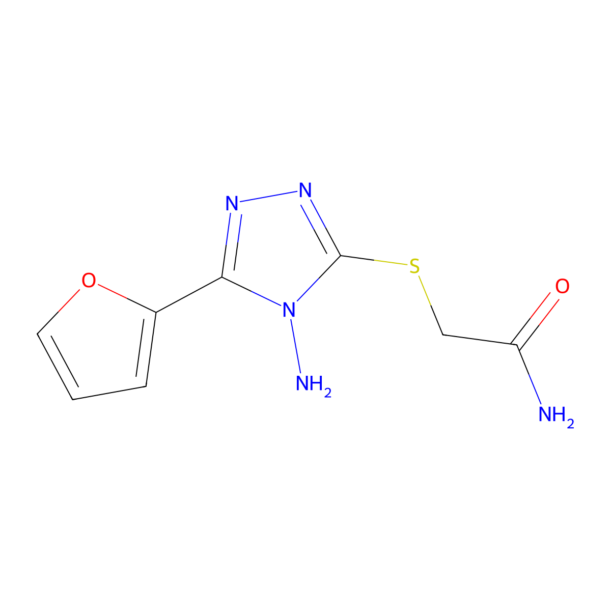 2-(4-Amino-5-(2-furyl)-1,2,4-triazol-3-ylthio)acetamide molecular structure, CAS 573934-21-1