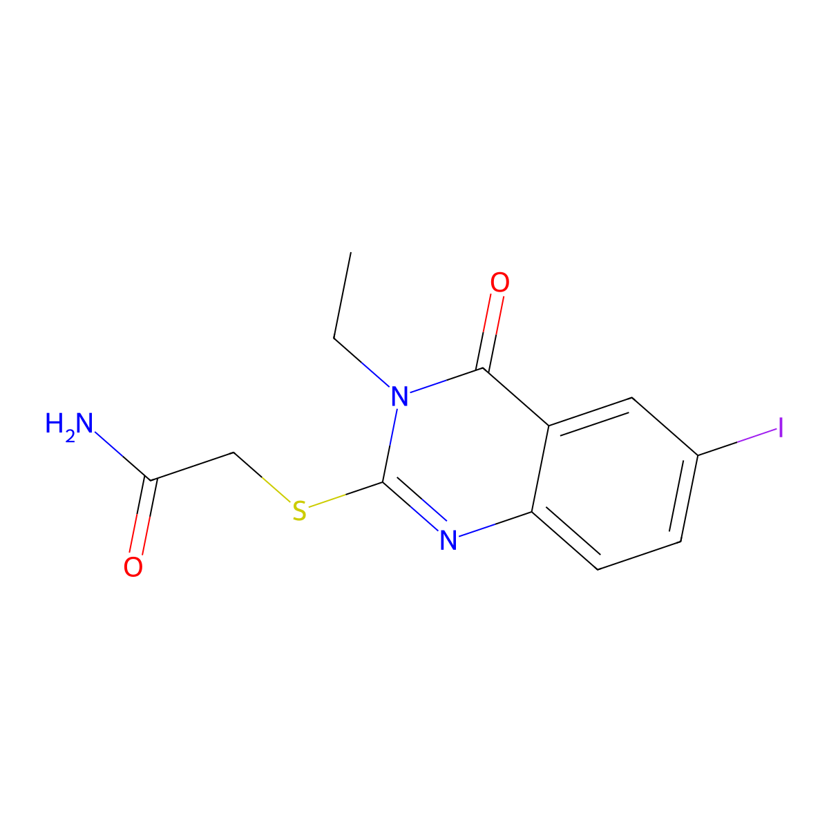 2-(3-Ethyl-6-iodo-4-oxoquinazolin-2-yl)sulfanylacetamide molecular structure, CAS 573934-51-7