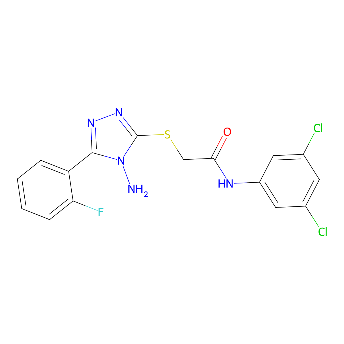 2-{[4-amino-5-(2-fluorophenyl)-4H-1,2,4-triazol-3-yl]sulfanyl}-N-(3,5-dichlorophenyl)acetamide molecular structure, CAS 573934-55-1
