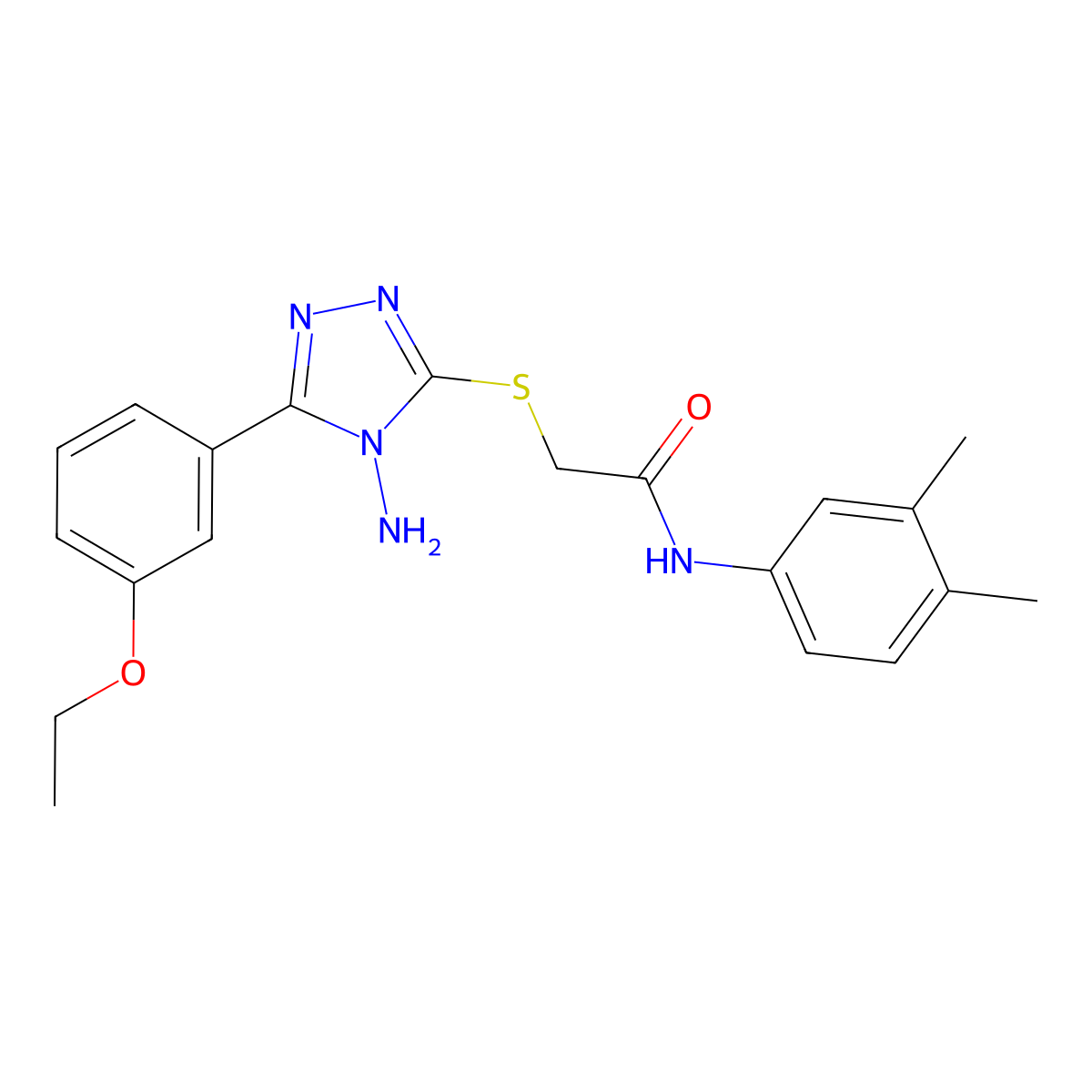 2-[4-amino-5-(3-ethoxyphenyl)(1,2,4-triazol-3-ylthio)]-N-(3,4-dimethylphenyl)a cetamide molecular structure, CAS 573934-76-6