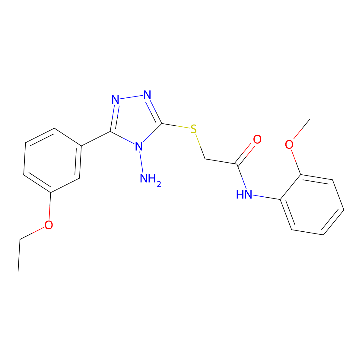 2-[4-amino-5-(3-ethoxyphenyl)(1,2,4-triazol-3-ylthio)]-N-(2-methoxyphenyl)acet amide molecular structure, CAS 573934-86-8