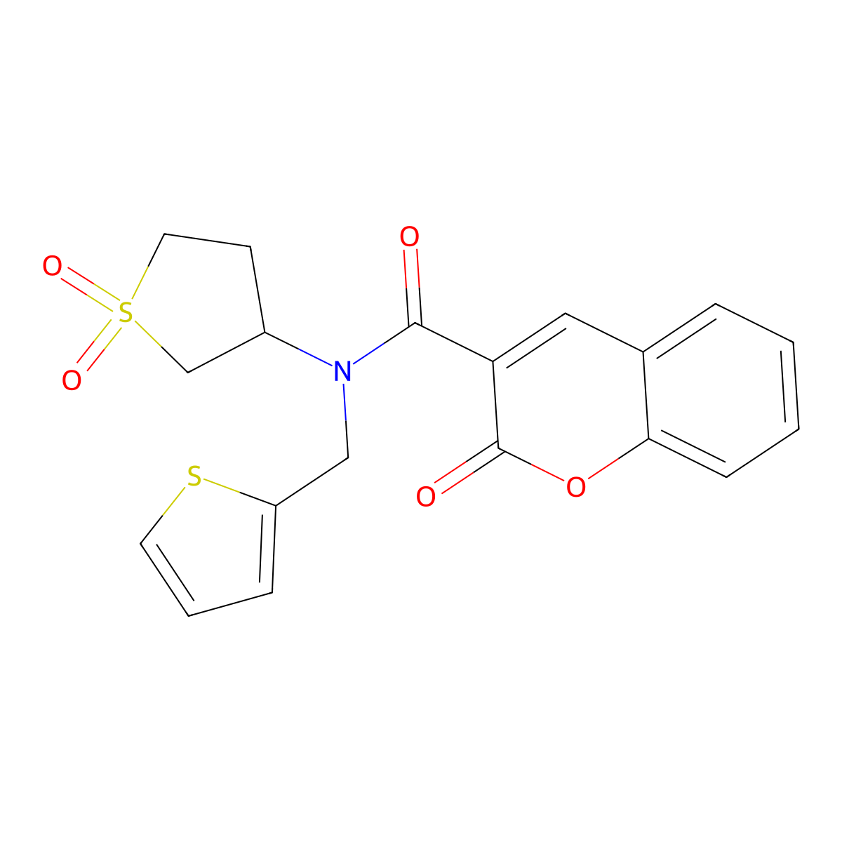 N-(1,1-dioxidotetrahydro-3-thienyl)-2-oxo-N-(2-thienylmethyl)-2H-chromene-3-carboxamide molecular structure, CAS 573934-88-0