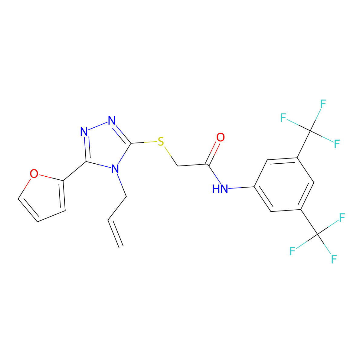 2-{[4-Allyl-5-(2-furyl)-4H-1,2,4-triazol-3-YL]sulfanyl}-N-[3,5-bis(trifluoromethyl)phenyl]acetamide molecular structure, CAS 573934-93-7
