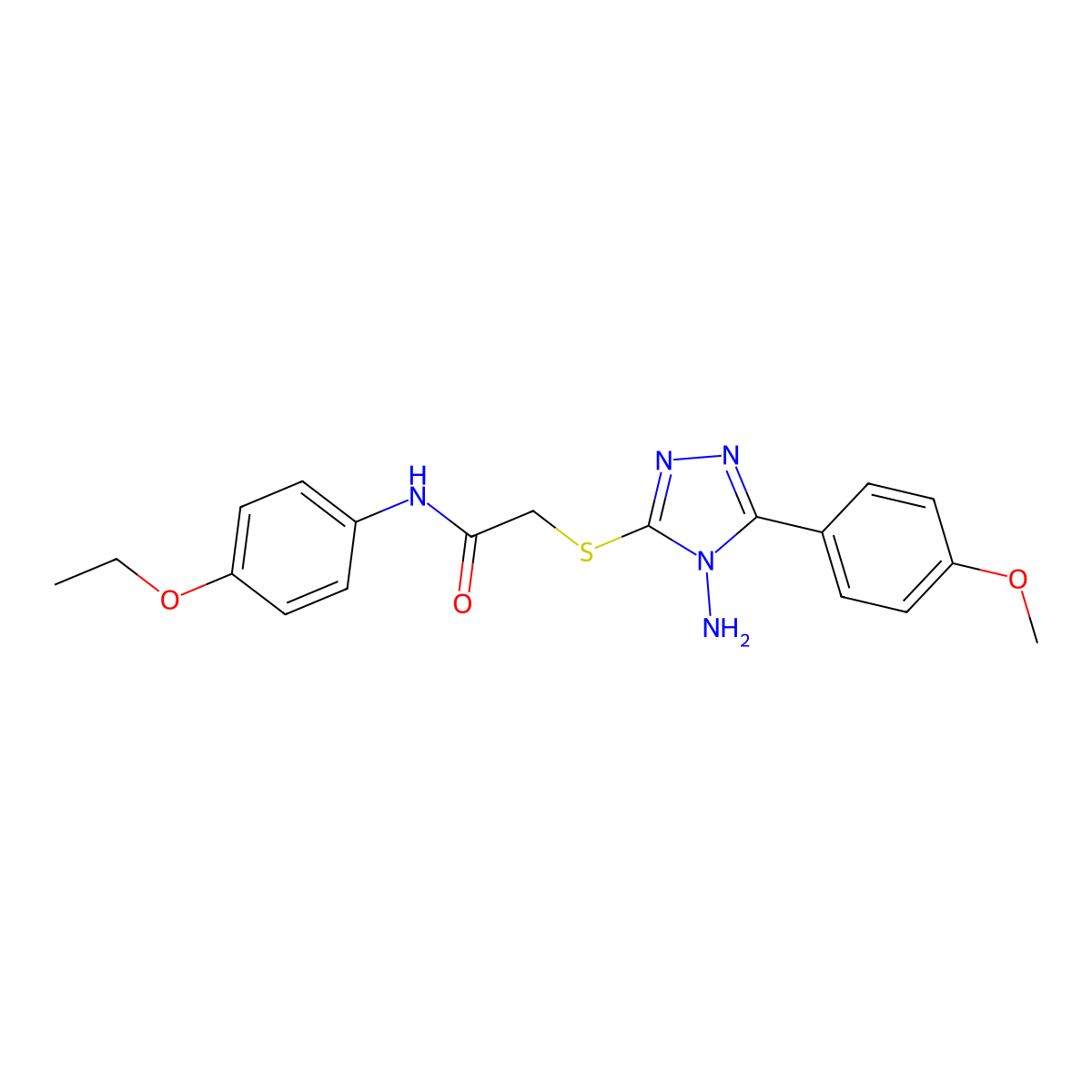2-((4-amino-5-(4-methoxyphenyl)-4H-1,2,4-triazol-3-yl)thio)-N-(4-ethoxyphenyl)acetamide molecular structure, CAS 573934-95-9