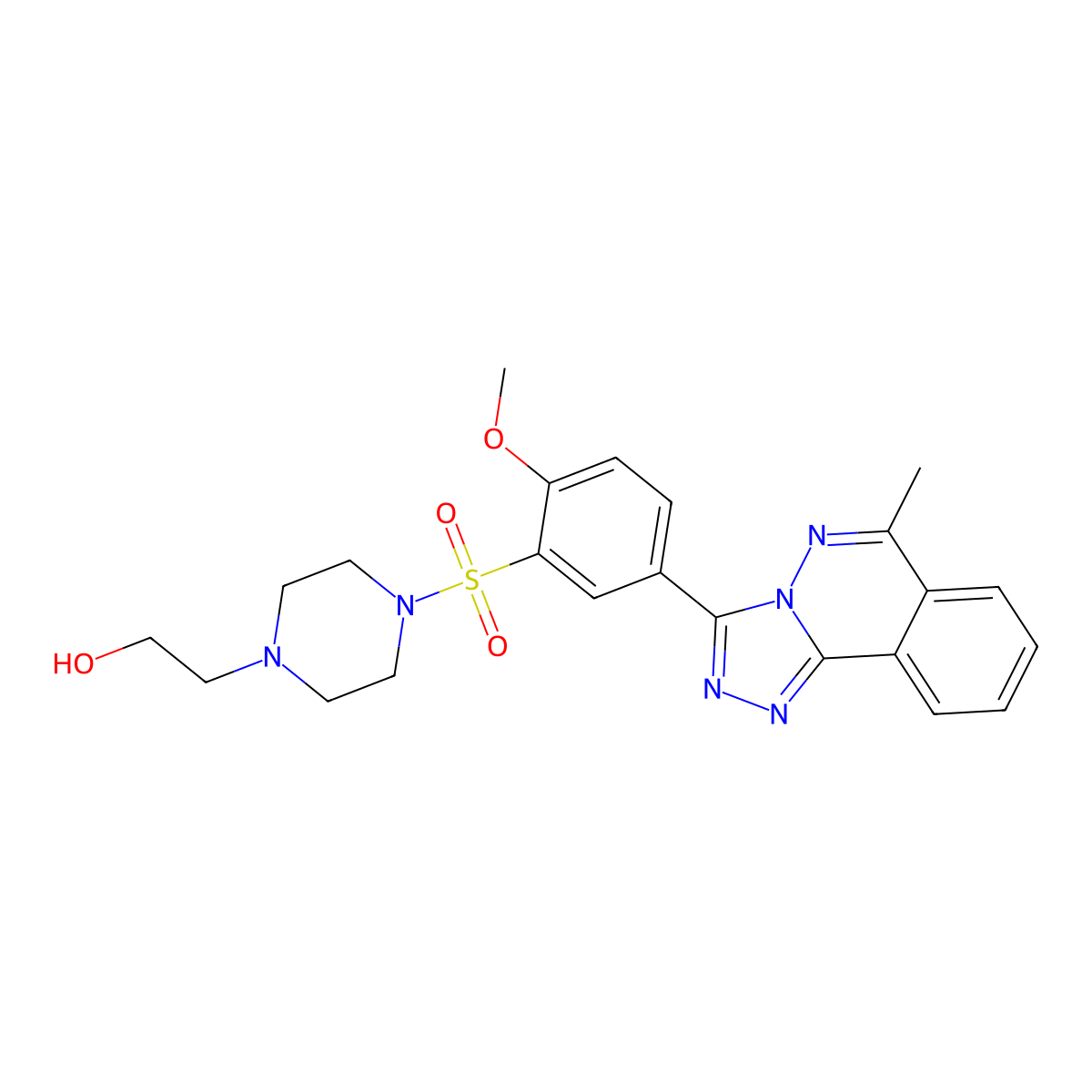 2-(4-((2-Methoxy-5-(6-methyl-[1,2,4]triazolo[3,4-a]phthalazin-3-yl)phenyl)sulfonyl)piperazin-1-yl)ethanol molecular structure, CAS 573935-11-2