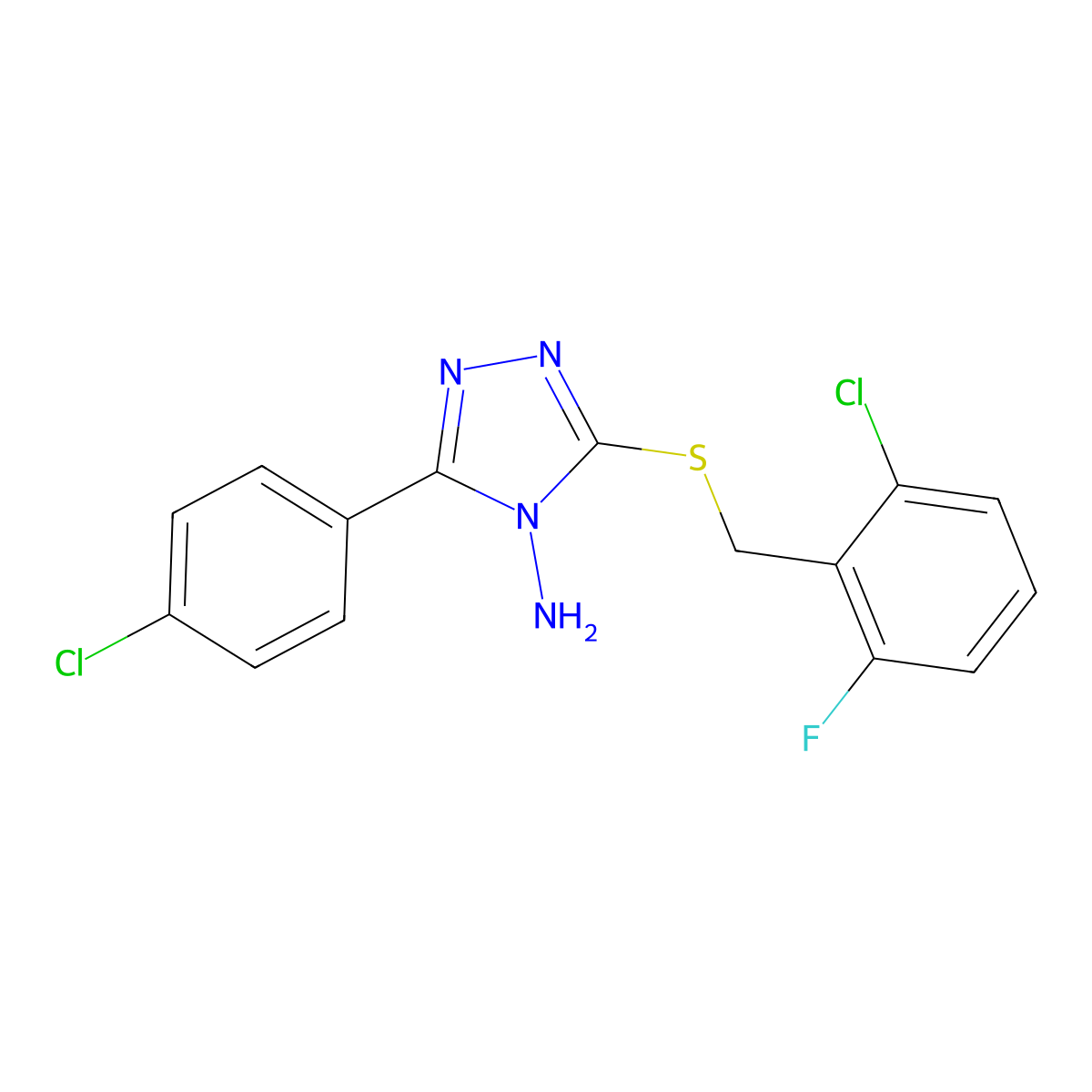 3-[(6-Chloro-2-fluorophenyl)methylthio]-5-(4-chlorophenyl)-1,2,4-triazole-4-yl amine molecular structure, CAS 573935-14-5