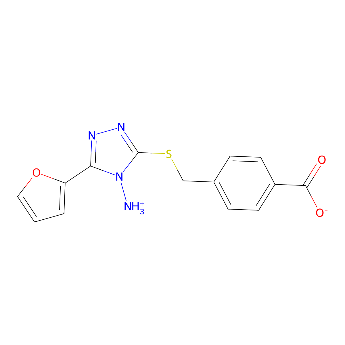4-[(4-Amino-5-(2-furyl)-1,2,4-triazol-3-ylthio)methyl]benzoic acid molecular structure, CAS 573935-27-0