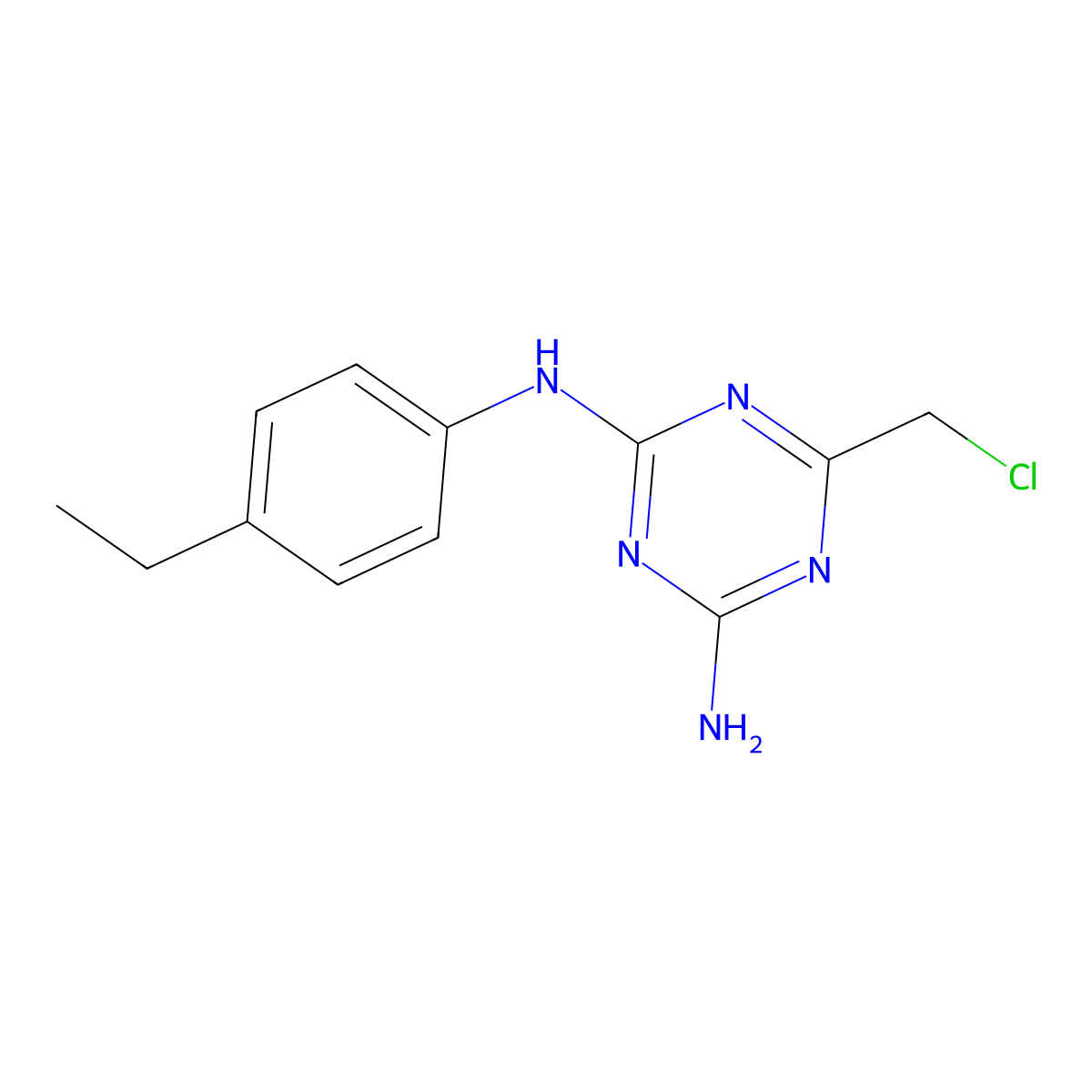 6-(chloromethyl)-N-(4-ethylphenyl)-1,3,5-triazine-2,4-diamine molecular structure, CAS 573935-28-1