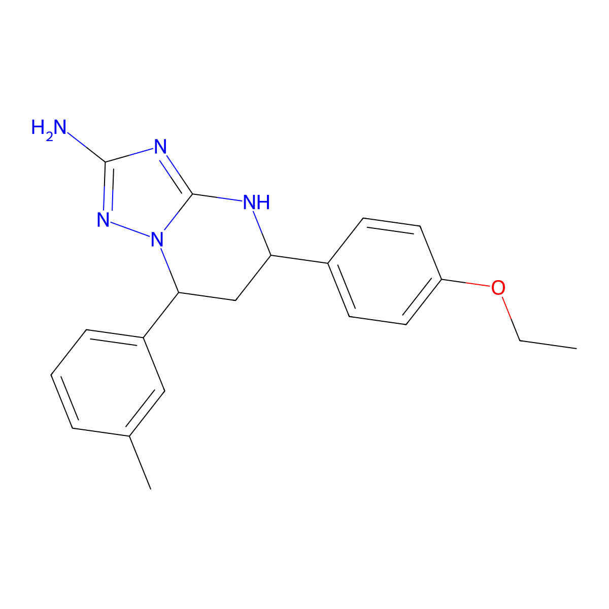 5-(4-Ethoxyphenyl)-7-(3-methylphenyl)-4,5,6,7-tetrahydro[1,2,4]triazolo[1,5-a]pyrimidin-2-amine molecular structure, CAS 573935-29-2