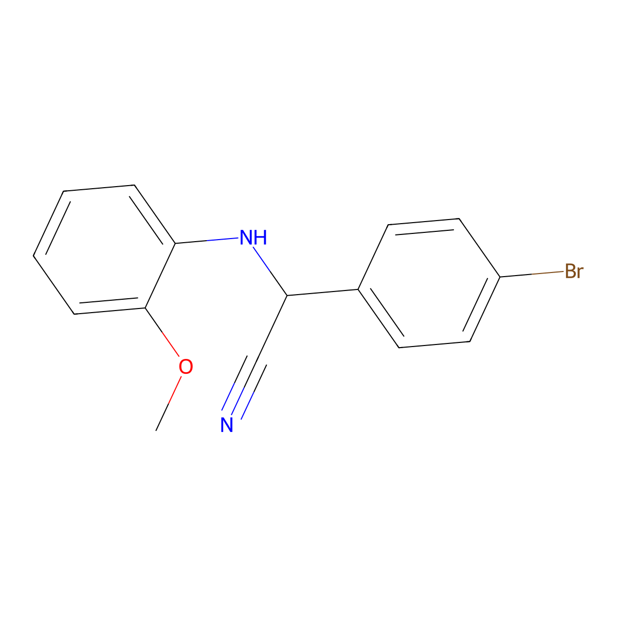 2-(4-Bromophenyl)-2-(2-methoxyanilino)acetonitrile molecular structure, CAS 573935-39-4