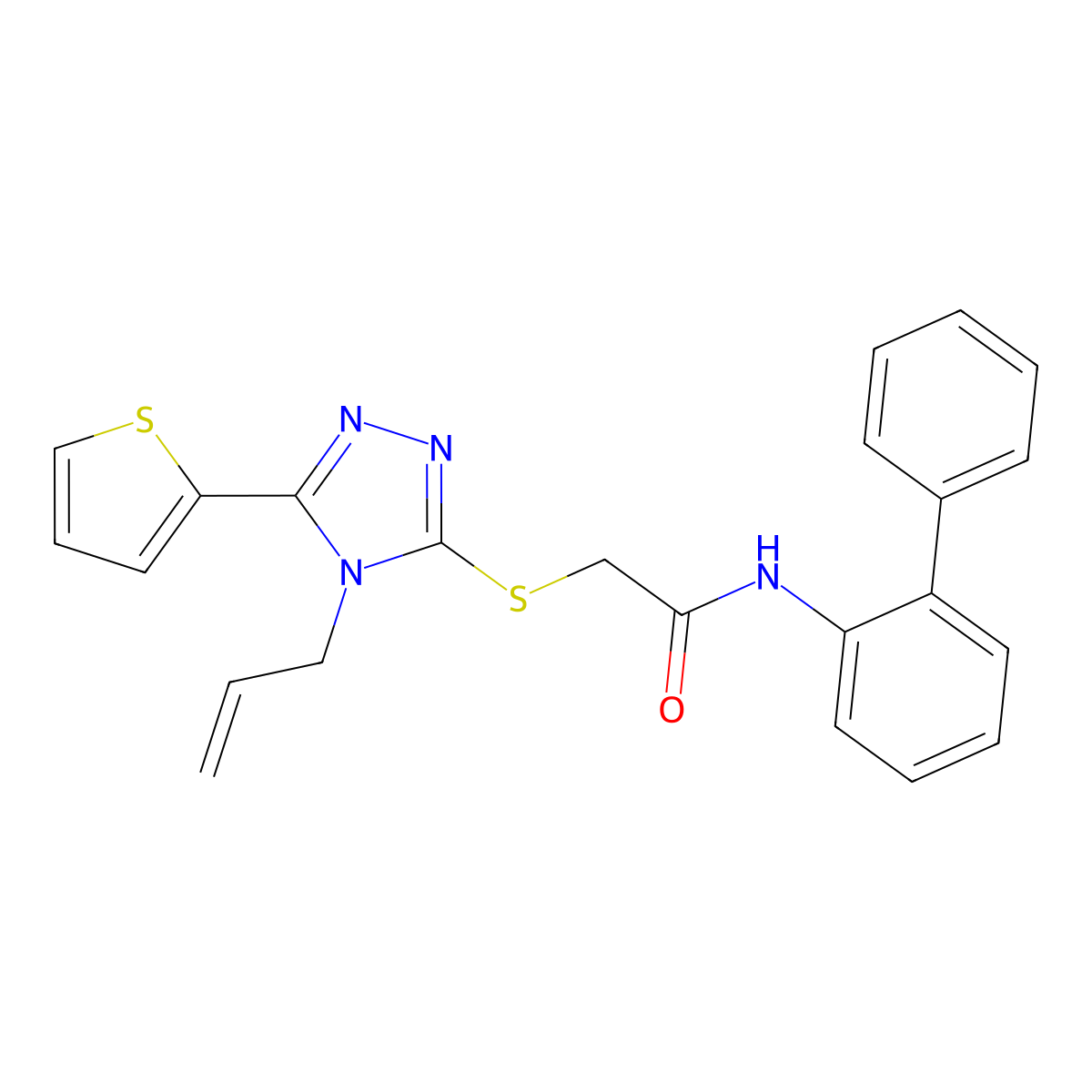 2-((4-Allyl-5-(2-thienyl)-4H-1,2,4-triazol-3-YL)sulfanyl)-N-(1,1'-biphenyl)-2-ylacetamide molecular structure, CAS 573935-42-9