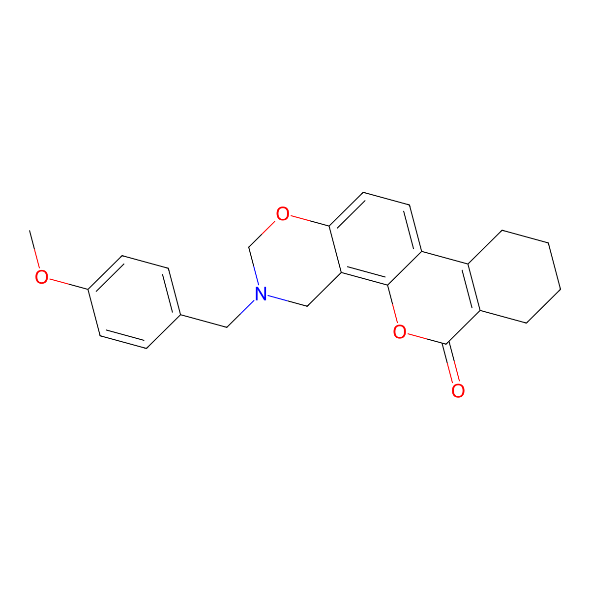 3-(4-methoxybenzyl)-3,4,7,8,9,10-hexahydro-2H,6H-benzo[3,4]chromeno[8,7-e][1,3]oxazin-6-one molecular structure, CAS 573935-56-5