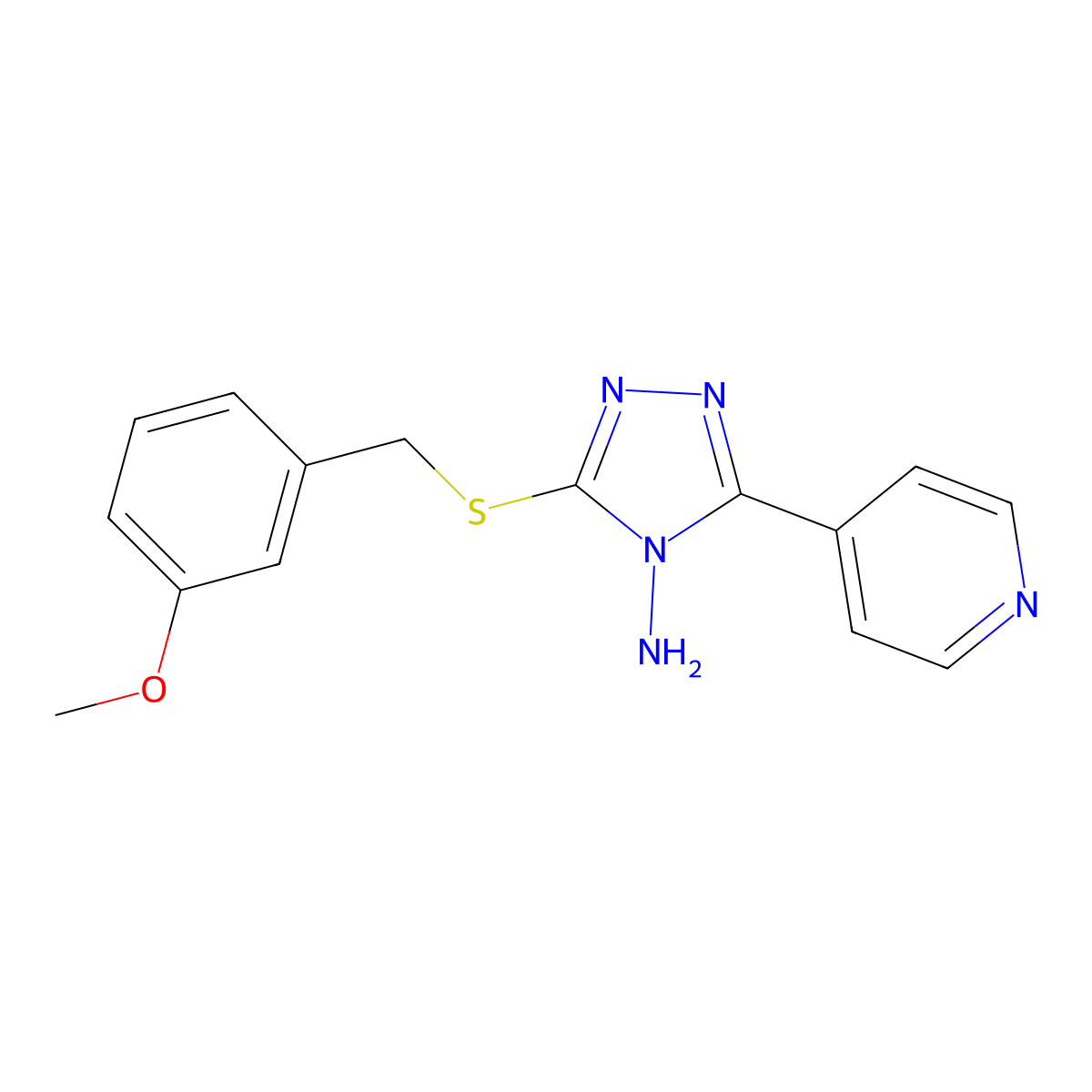 3-[(3-Methoxyphenyl)methylsulfanyl]-5-pyridin-4-yl-1,2,4-triazol-4-amine molecular structure, CAS 573935-59-8