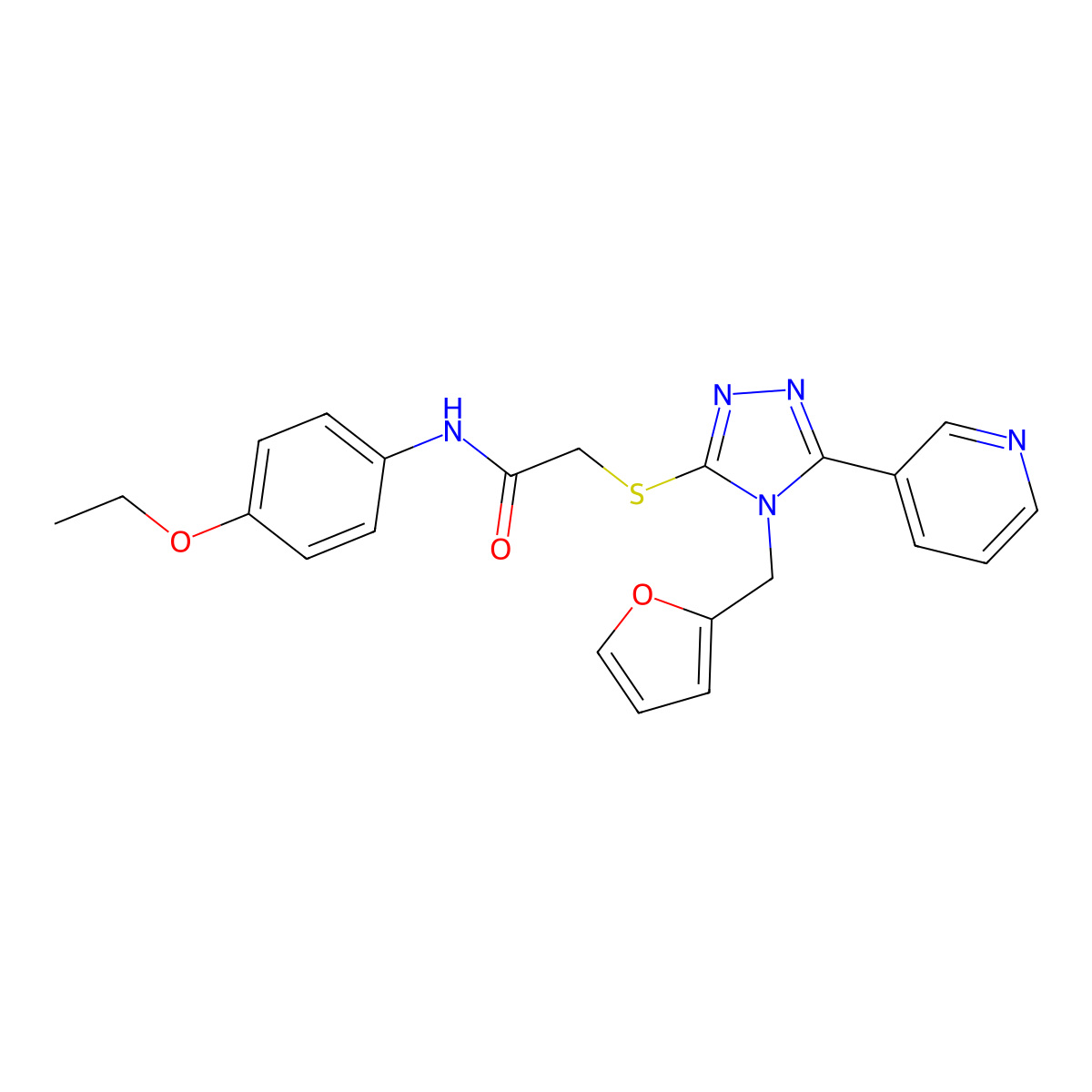 N-(4-ethoxyphenyl)-2-{[4-(furan-2-ylmethyl)-5-(pyridin-3-yl)-4H-1,2,4-triazol-3-yl]sulfanyl}acetamide molecular structure, CAS 573935-63-4