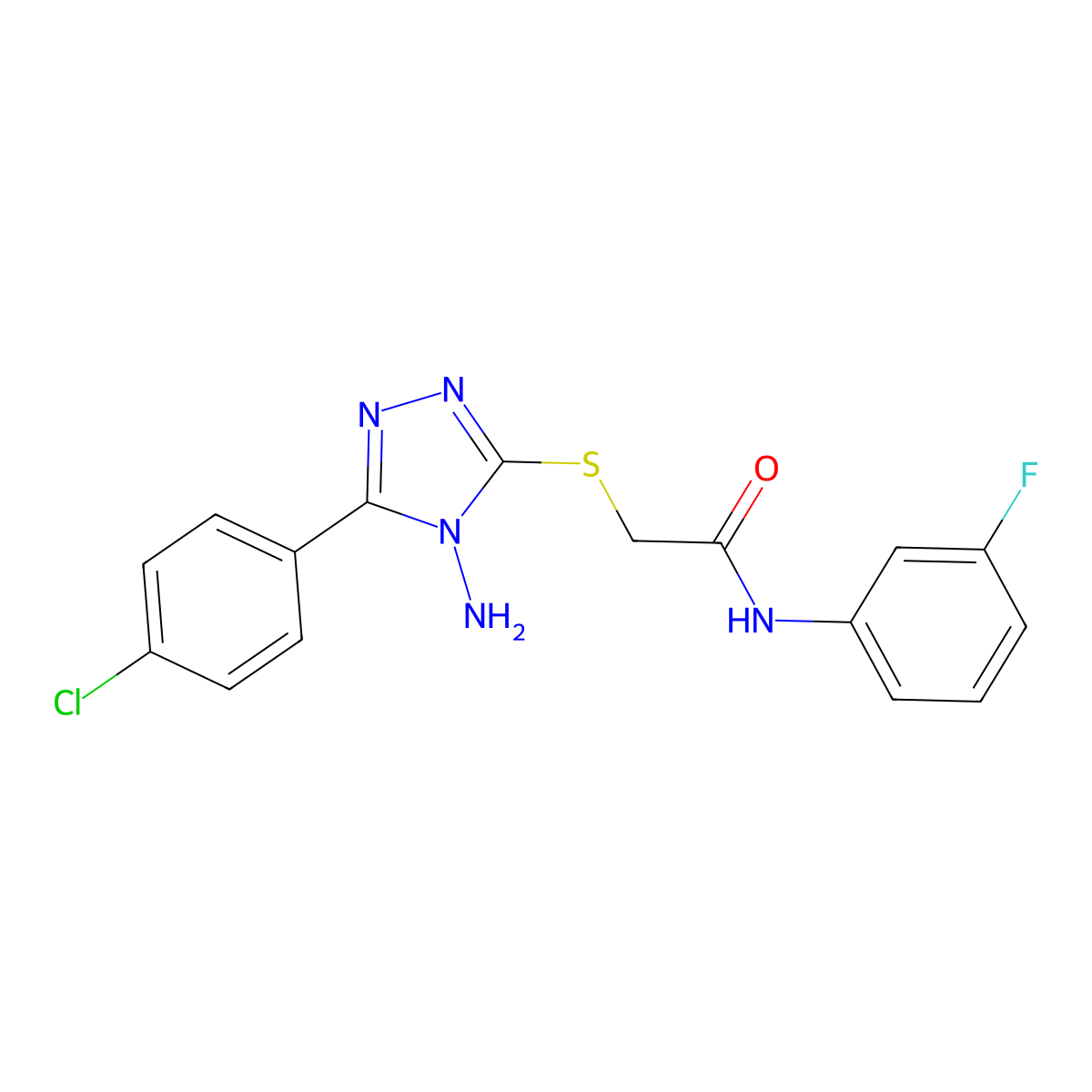 2-((4-amino-5-(4-chlorophenyl)-4H-1,2,4-triazol-3-yl)thio)-N-(3-fluorophenyl)acetamide molecular structure, CAS 573935-98-5