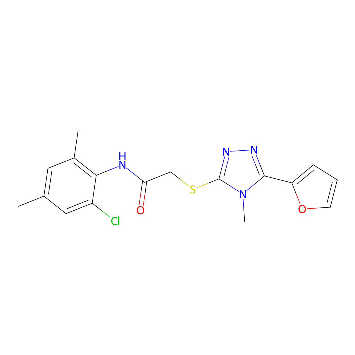 N-(2-chloro-4,6-dimethylphenyl)-2-{[5-(furan-2-yl)-4-methyl-4H-1,2,4-triazol-3-yl]sulfanyl}acetamide molecular structure, CAS 573936-05-7