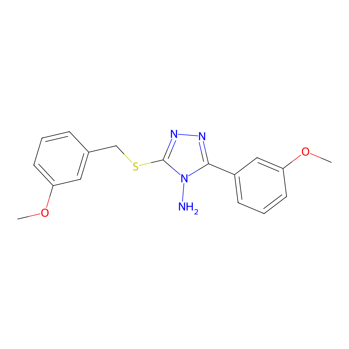 5-(3-Methoxyphenyl)-3-[(3-methoxyphenyl)methylthio]-1,2,4-triazole-4-ylamine molecular structure, CAS 573936-51-3