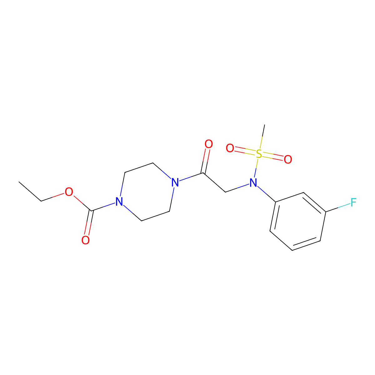 Ethyl 4-{[3-fluoro(methylsulfonyl)anilino]acetyl}-1-piperazinecarboxylate molecular structure, CAS 573936-58-0