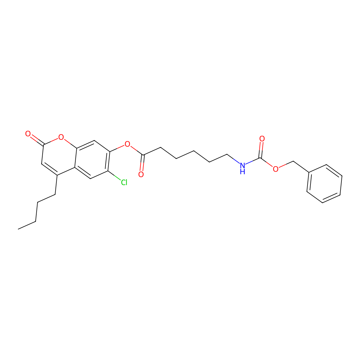 4-butyl-6-chloro-2-oxo-2H-chromen-7-yl 6-{[(benzyloxy)carbonyl]amino}hexanoate molecular structure, CAS 573936-76-2