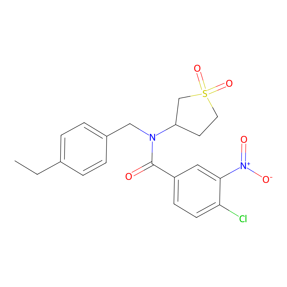 4-chloro-N-(1,1-dioxidotetrahydrothiophen-3-yl)-N-(4-ethylbenzyl)-3-nitrobenzamide molecular structure, CAS 573936-87-5