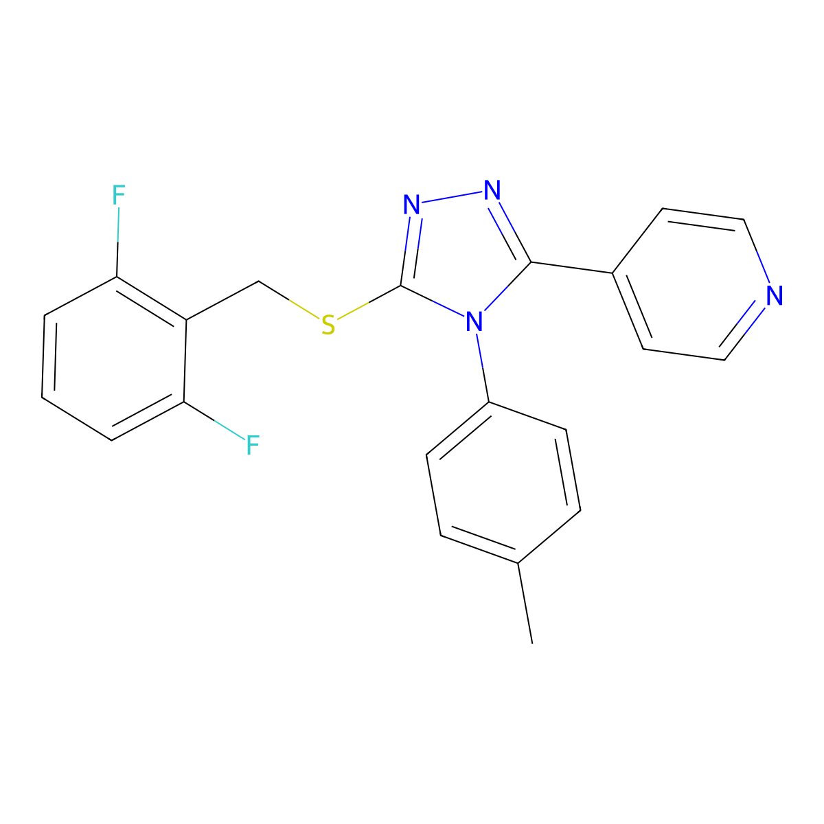 4-{5-[(2,6-difluorobenzyl)sulfanyl]-4-(4-methylphenyl)-4H-1,2,4-triazol-3-yl}pyridine molecular structure, CAS 573936-90-0