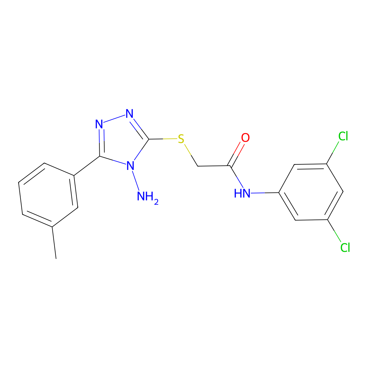 2-((4-amino-5-(m-tolyl)-4H-1,2,4-triazol-3-yl)thio)-N-(3,5-dichlorophenyl)acetamide molecular structure, CAS 573937-26-5