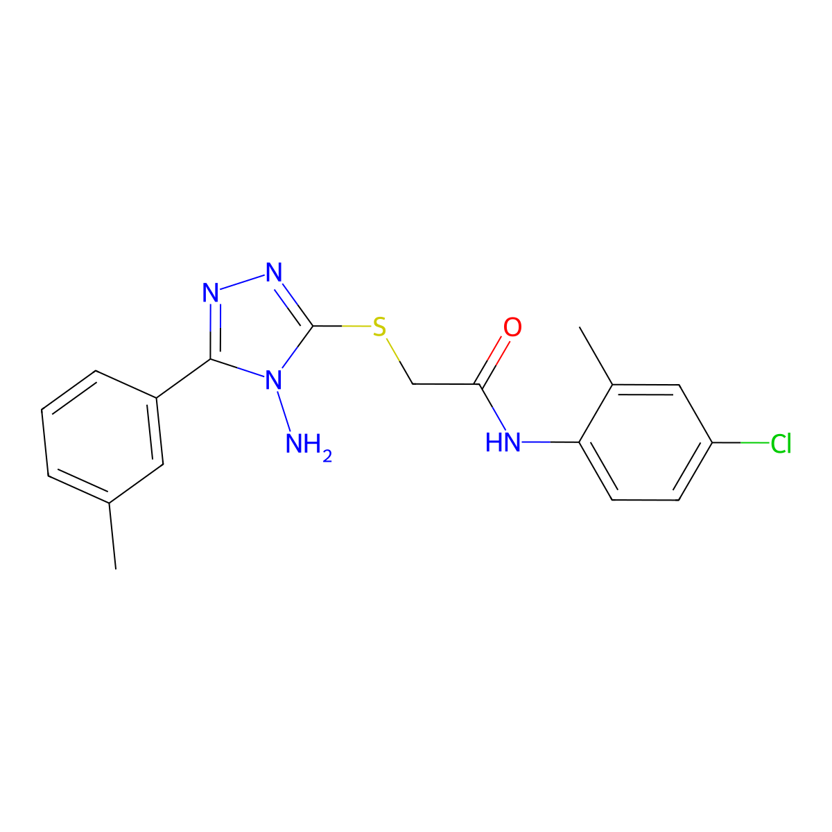 2-{[4-amino-5-(3-methylphenyl)-4H-1,2,4-triazol-3-yl]sulfanyl}-N-(4-chloro-2-methylphenyl)acetamide molecular structure, CAS 573937-58-3