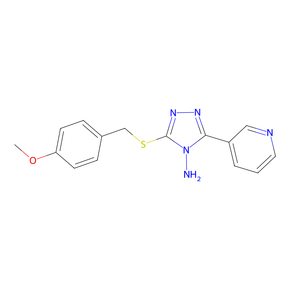 3-[(4-Methoxyphenyl)methylsulfanyl]-5-pyridin-3-yl-1,2,4-triazol-4-amine molecular structure, CAS 573937-82-3