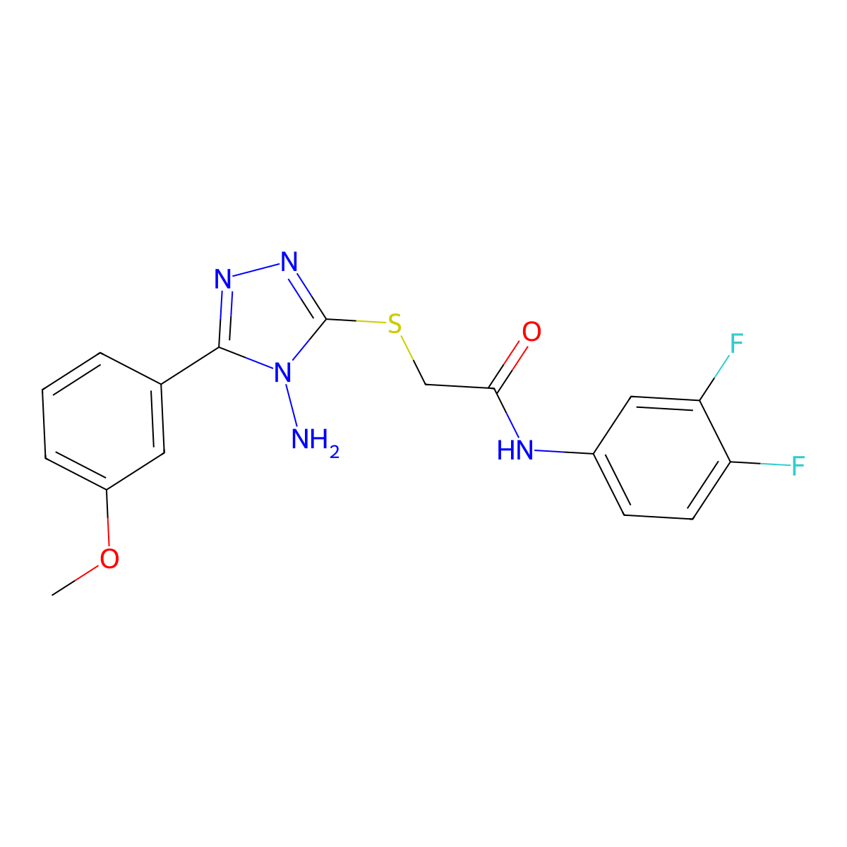 2-[4-amino-5-(3-methoxyphenyl)(1,2,4-triazol-3-ylthio)]-N-(3,4-difluorophenyl) acetamide molecular structure, CAS 573937-83-4