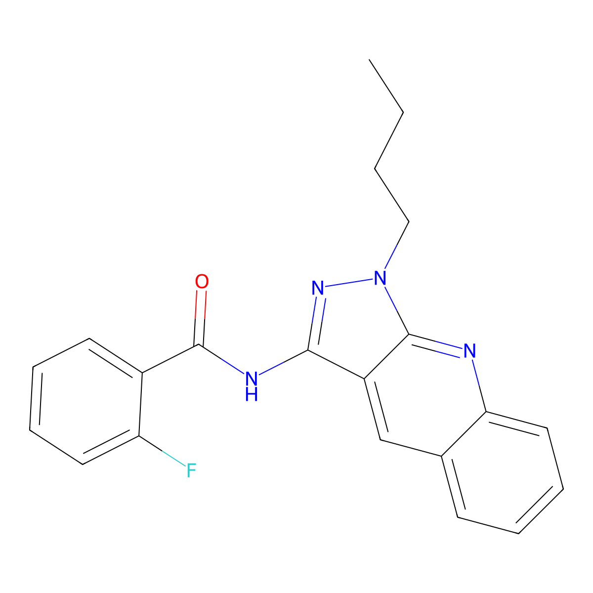 N-(1-butylpyrazolo[3,4-b]quinolin-3-yl)-2-fluorobenzamide molecular structure, CAS 573938-00-8