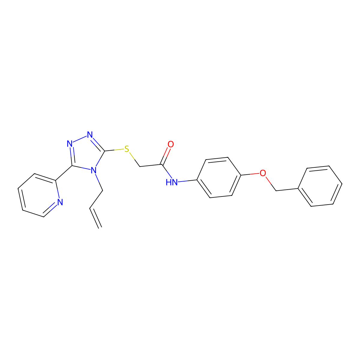 2-((4-Allyl-5-(2-pyridinyl)-4H-1,2,4-triazol-3-YL)sulfanyl)-N-(4-(benzyloxy)phenyl)acetamide molecular structure, CAS 573938-01-9