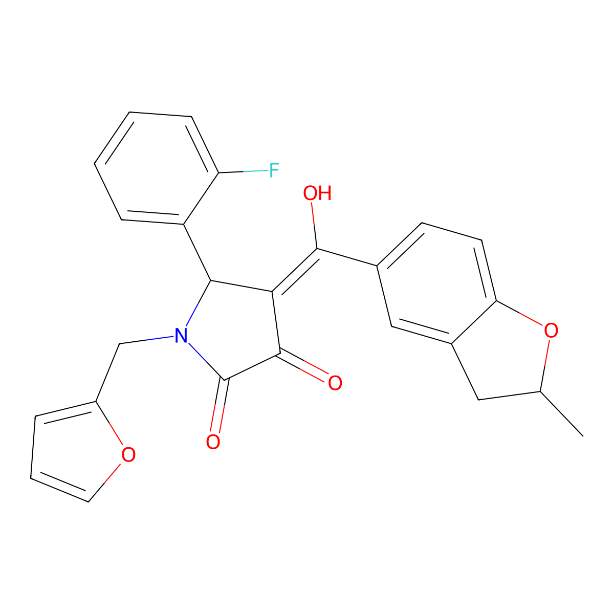 5-(2-fluorophenyl)-1-[(furan-2-yl)methyl]-3-hydroxy-4-(2-methyl-2,3-dihydro-1-benzofuran-5-carbonyl)-2,5-dihydro-1H-pyrrol-2-one molecular structure, CAS 573938-09-7