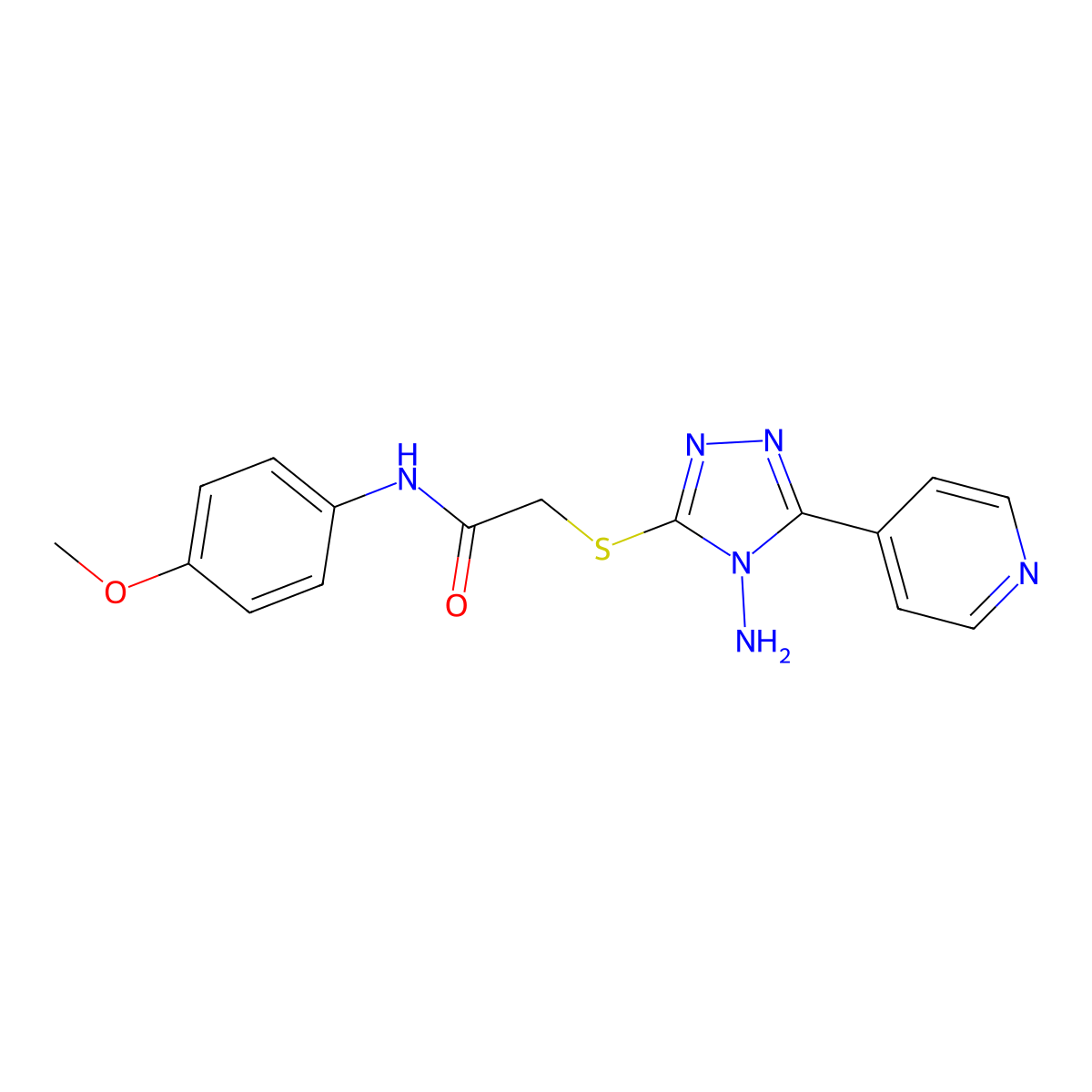 2-((4-Amino-5-(4-pyridinyl)-4H-1,2,4-triazol-3-YL)thio)-N-(4-meo-PH)acetamide molecular structure, CAS 573938-10-0