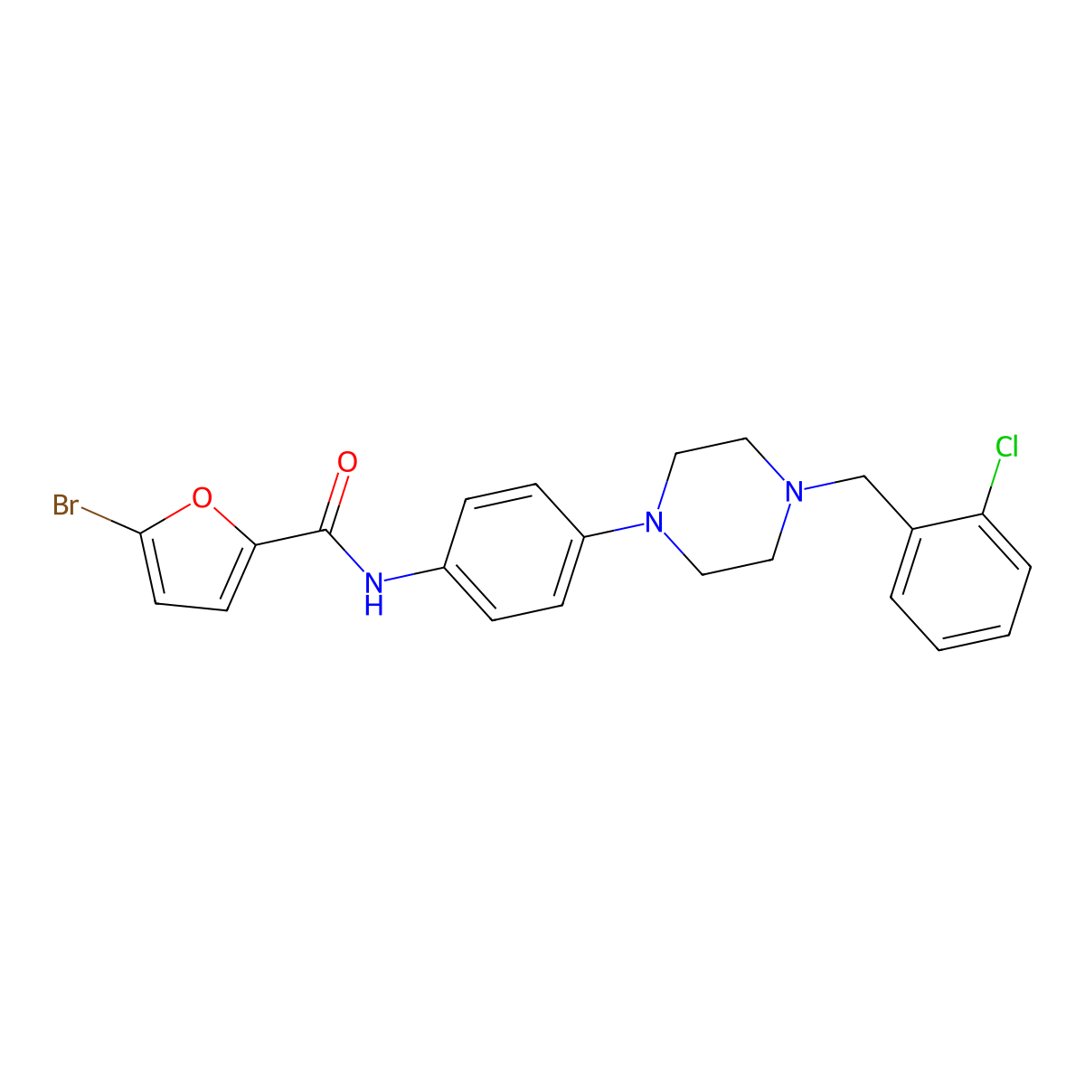 5-bromo-N-[4-[4-[(2-chlorophenyl)methyl]piperazin-1-yl]phenyl]furan-2-carboxamide molecular structure, CAS 573938-14-4