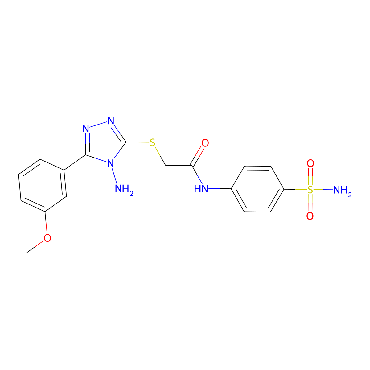 2-[4-amino-5-(3-methoxyphenyl)(1,2,4-triazol-3-ylthio)]-N-(4-sulfamoylphenyl)a cetamide molecular structure, CAS 573938-19-9