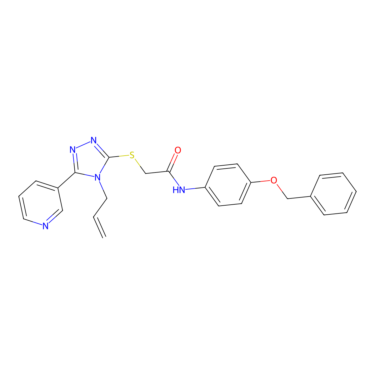 N-[4-(benzyloxy)phenyl]-2-{[4-(prop-2-en-1-yl)-5-(pyridin-3-yl)-4H-1,2,4-triazol-3-yl]sulfanyl}acetamide molecular structure, CAS 573938-20-2