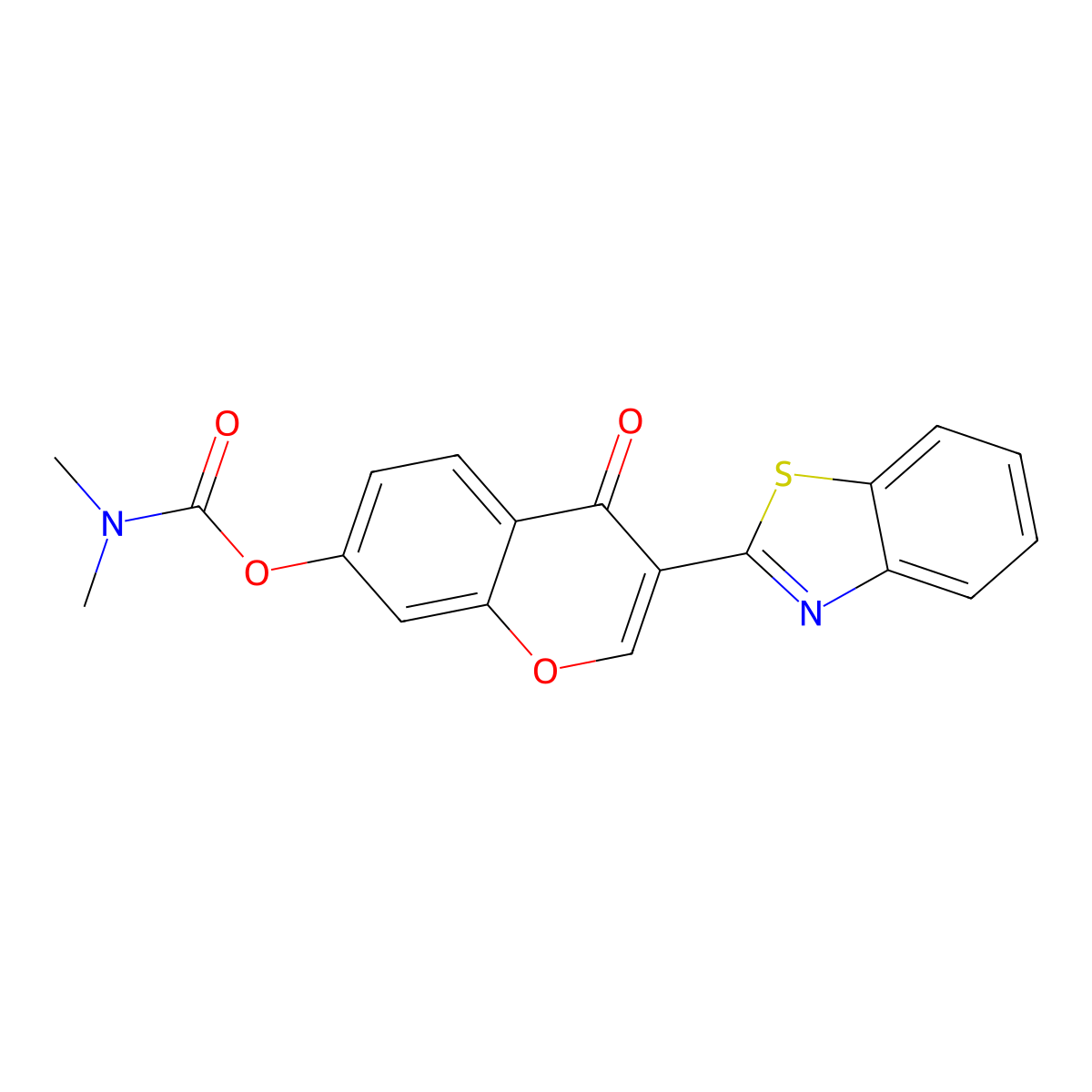 3-(benzo[d]thiazol-2-yl)-4-oxo-4H-chromen-7-yl dimethylcarbamate molecular structure, CAS 573938-30-4