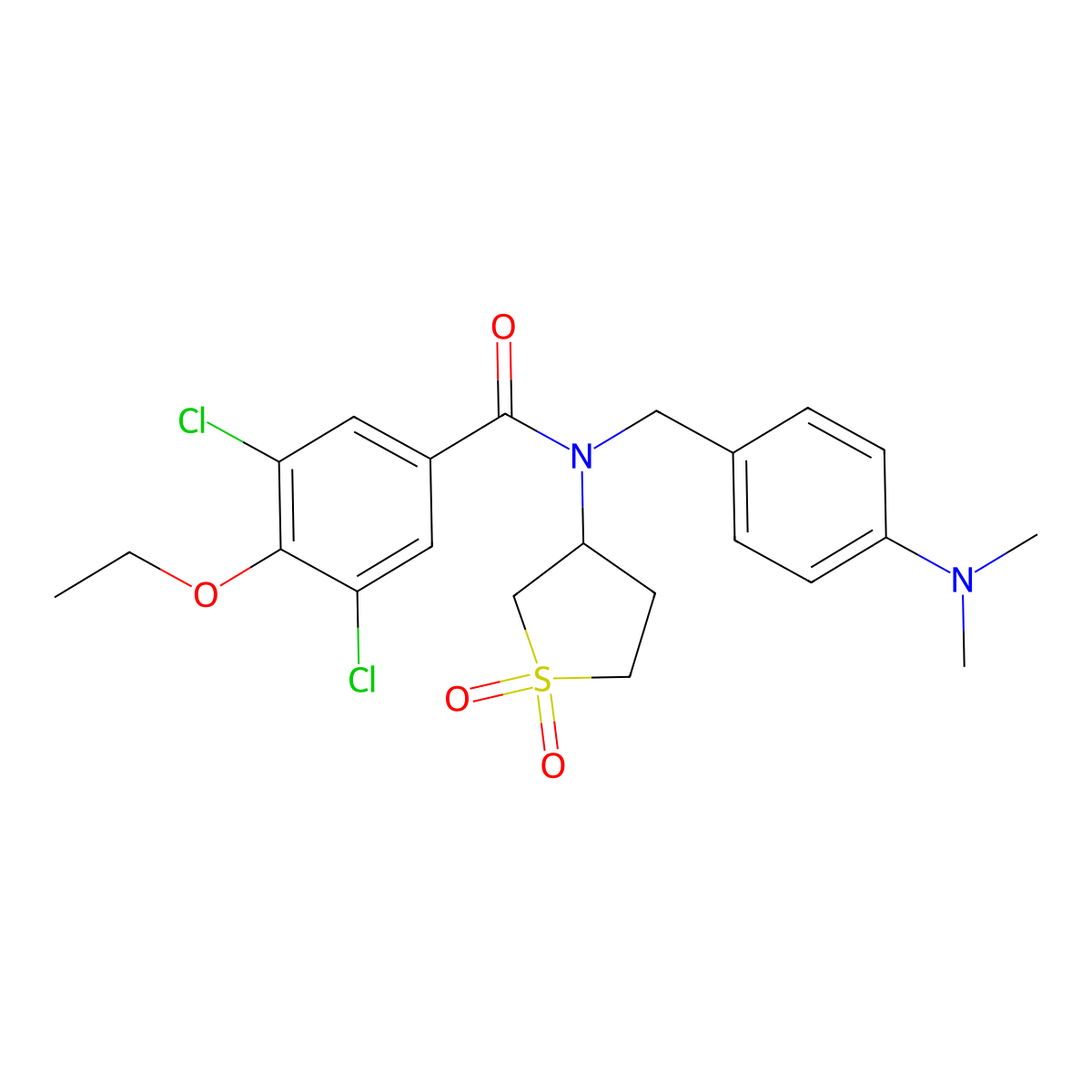 3,5-dichloro-N-[4-(dimethylamino)benzyl]-N-(1,1-dioxidotetrahydrothiophen-3-yl)-4-ethoxybenzamide molecular structure, CAS 573938-33-7