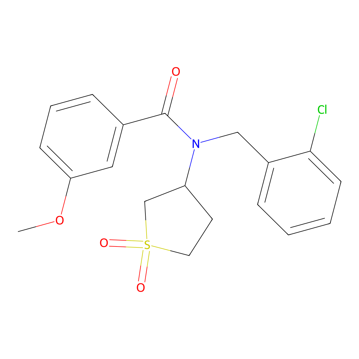 N-(2-chlorobenzyl)-N-(1,1-dioxidotetrahydrothiophen-3-yl)-3-methoxybenzamide molecular structure, CAS 573938-50-8