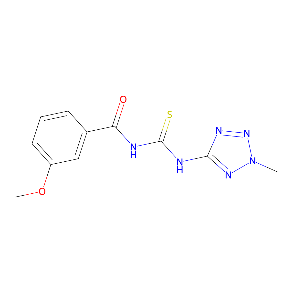 3-methoxy-N-[(2-methyl-2H-tetrazol-5-yl)carbamothioyl]benzamide molecular structure, CAS 573938-51-9