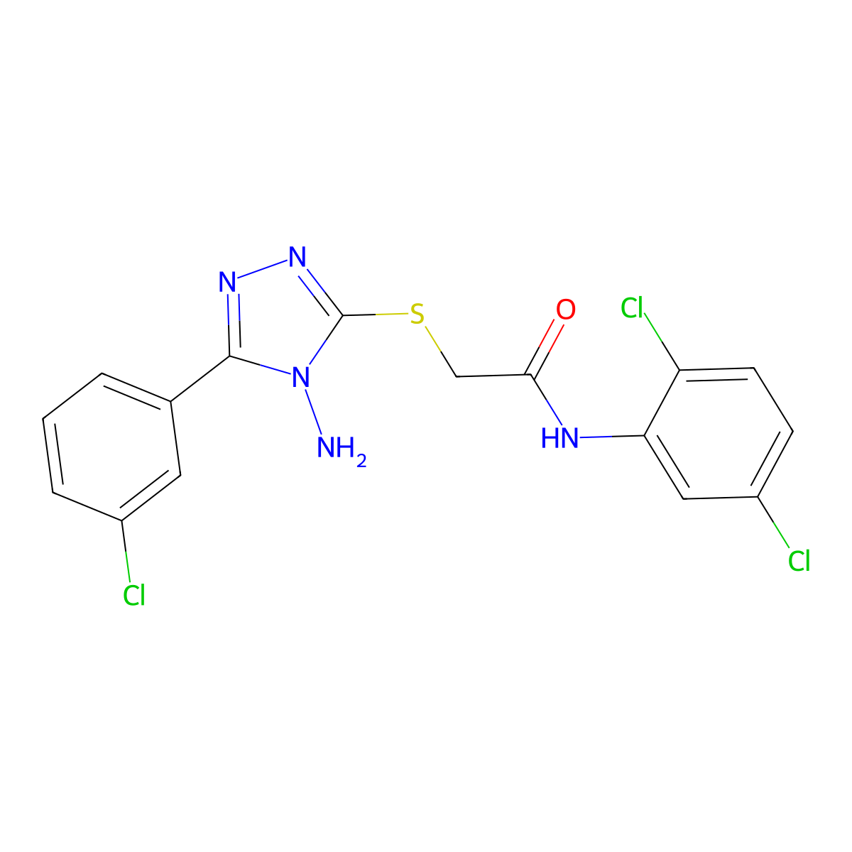 2-[4-amino-5-(3-chlorophenyl)(1,2,4-triazol-3-ylthio)]-N-(2,5-dichlorophenyl)a cetamide molecular structure, CAS 573938-89-3