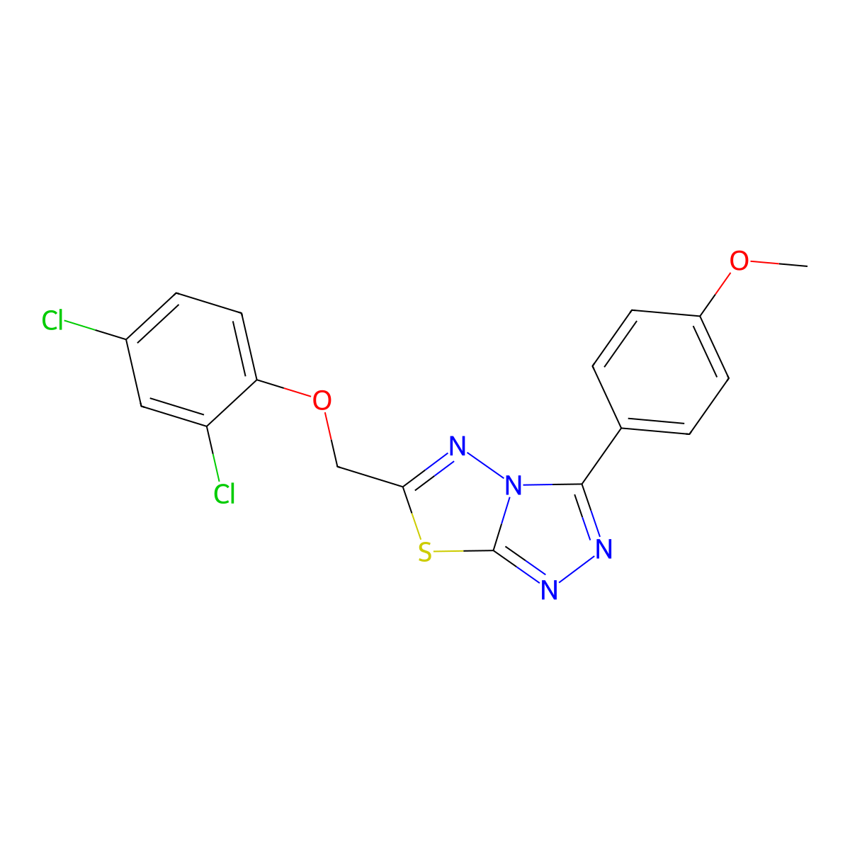 6-[(2,4-Dichlorophenoxy)methyl]-3-(4-methoxyphenyl)[1,2,4]triazolo[3,4-b][1,3,4]thiadiazole molecular structure, CAS 573939-10-3