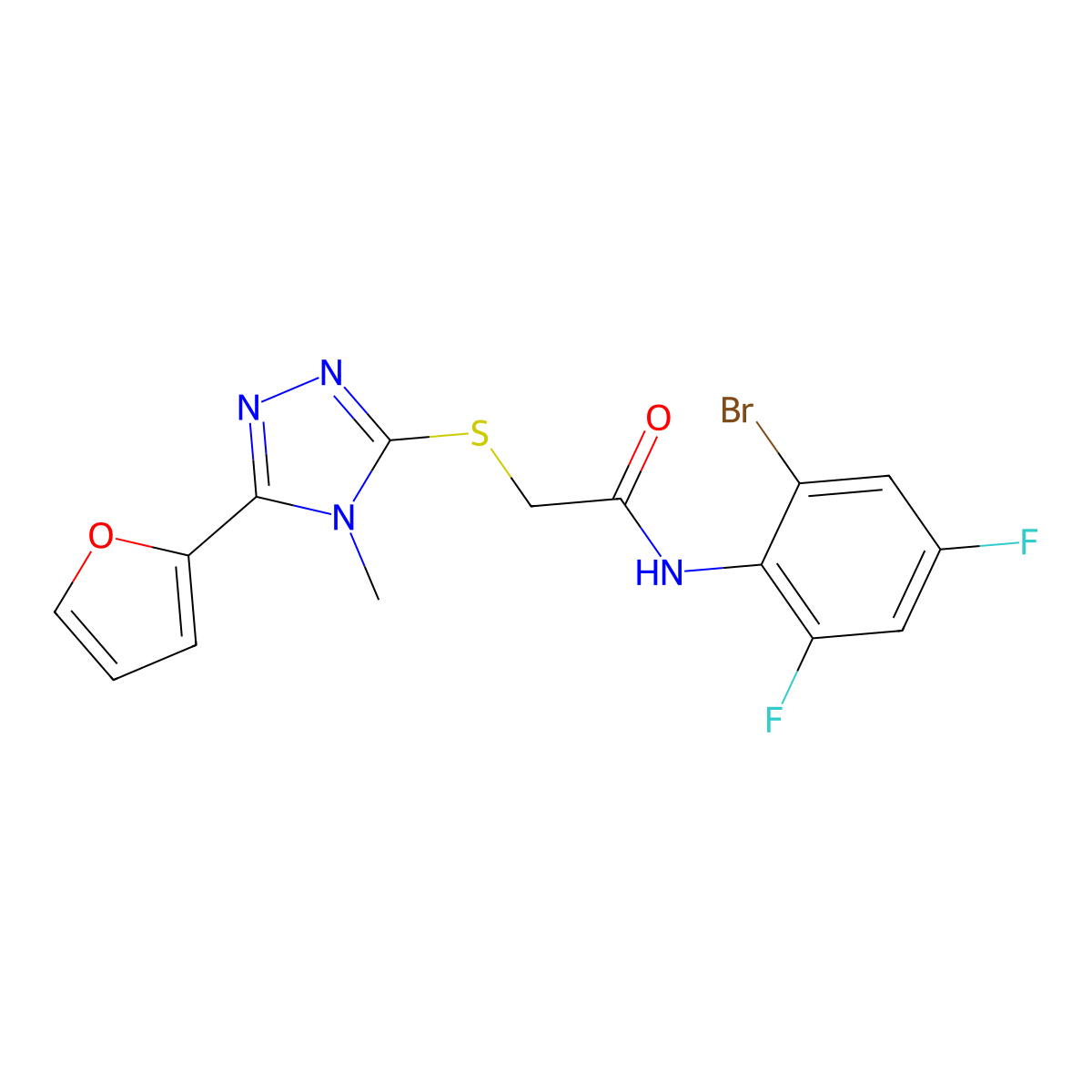 N-(2-bromo-4,6-difluorophenyl)-2-{[5-(furan-2-yl)-4-methyl-4H-1,2,4-triazol-3-yl]sulfanyl}acetamide molecular structure, CAS 573939-20-5