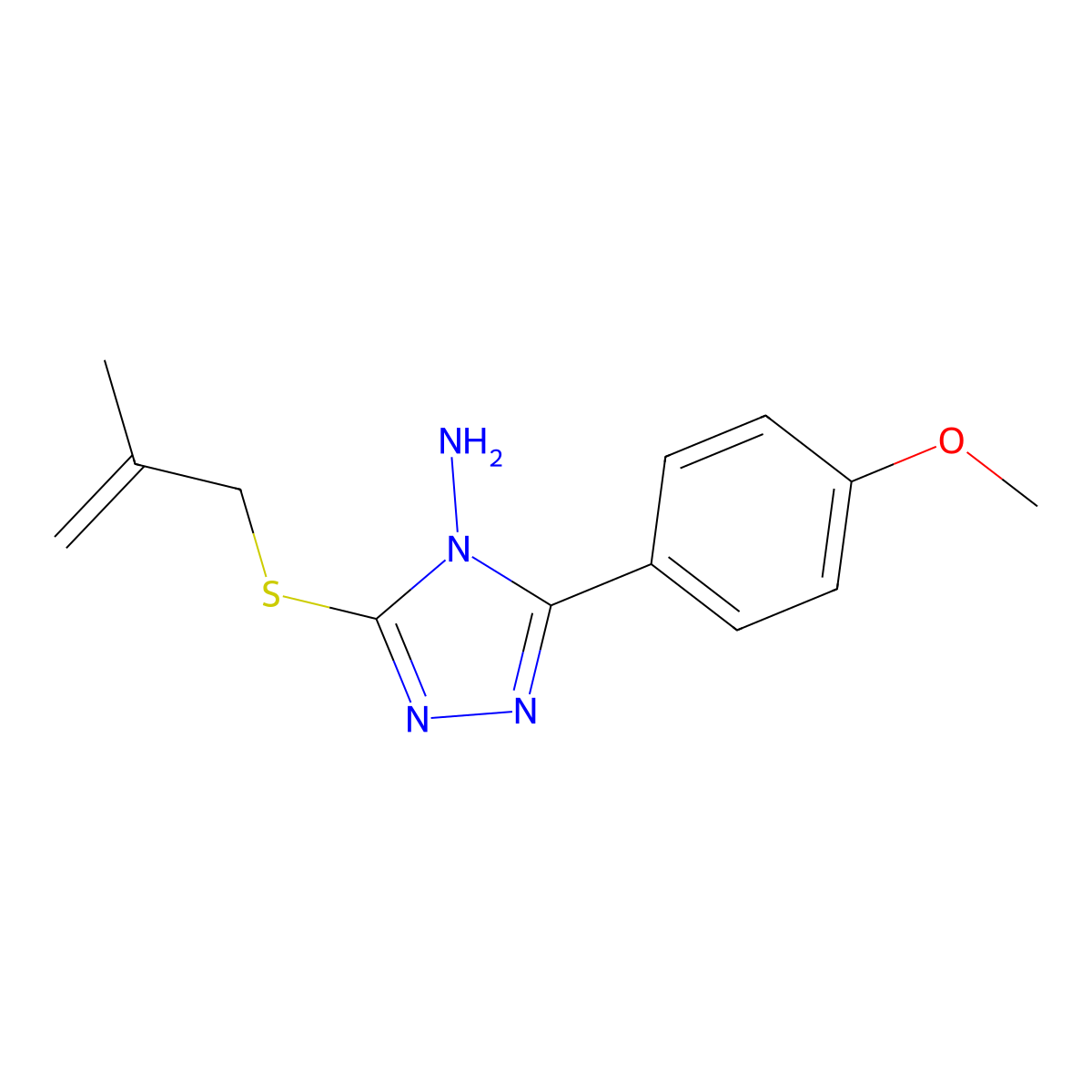 3-(4-Methoxy-phenyl)-5-(2-methyl-allylsulfanyl)-[1,2,4]triazol-4-ylamine molecular structure, CAS 573939-22-7