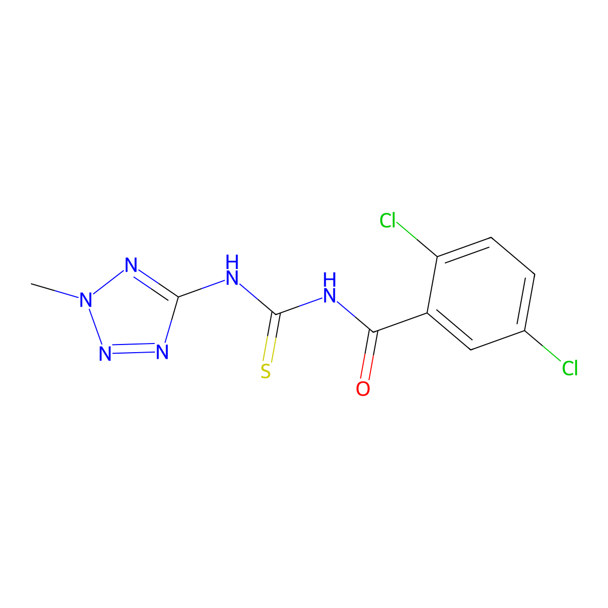 2,5-dichloro-N-[(2-methyltetrazol-5-yl)carbamothioyl]benzamide molecular structure, CAS 573939-33-0
