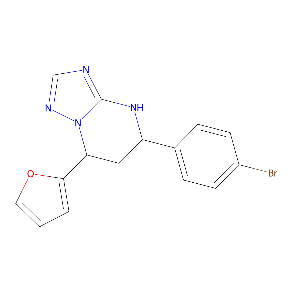 5-(4-Bromophenyl)-7-(2-furyl)-4,5,6,7-tetrahydro[1,2,4]triazolo[1,5-a]pyrimidine molecular structure, CAS 573939-34-1